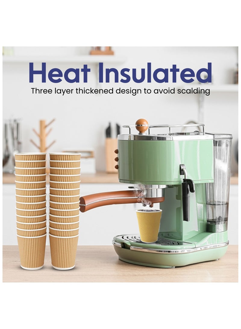 SNH Packing 8 Oz (Pack of 50) Brown Ripple Disposable Cups - 3 Layered Corrugated Paper Cups - Disposable Coffee Cup for Hot & Cold Drinks - Perfect for Events & Parties - Image 4